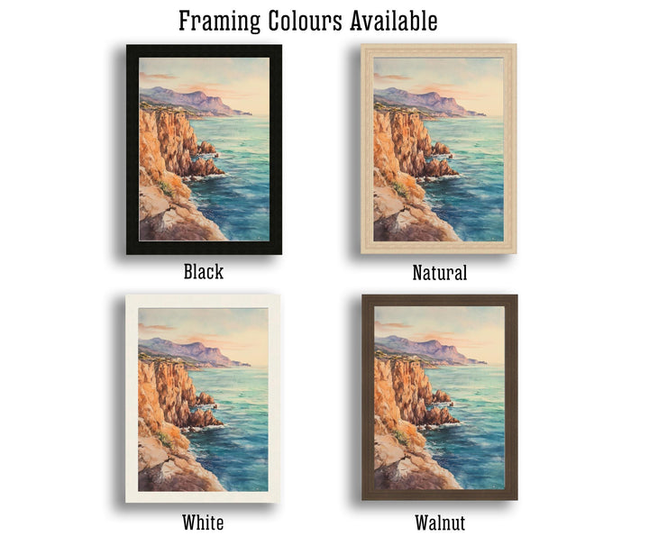 Sunset Cliffs Watercolor Painting Coastal Art Sunset Beach Poster Seascape Watercolor Scenic Cliffs Wall Art