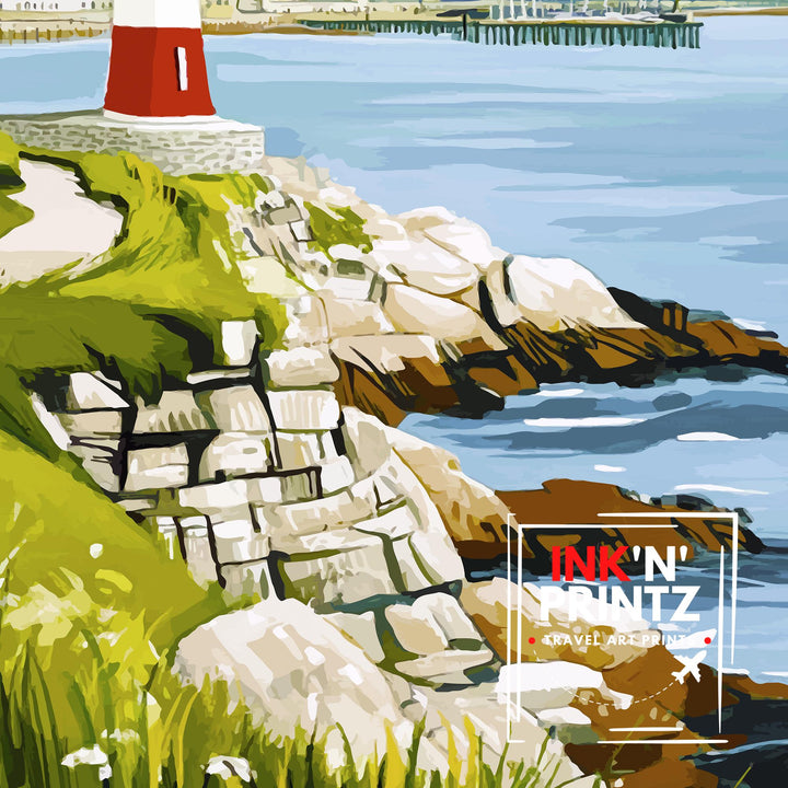 Plymouth UK Travel Poster Coastal Art Plymouth Poster Scenic British Town Poster Plymouth Waterfront Decor