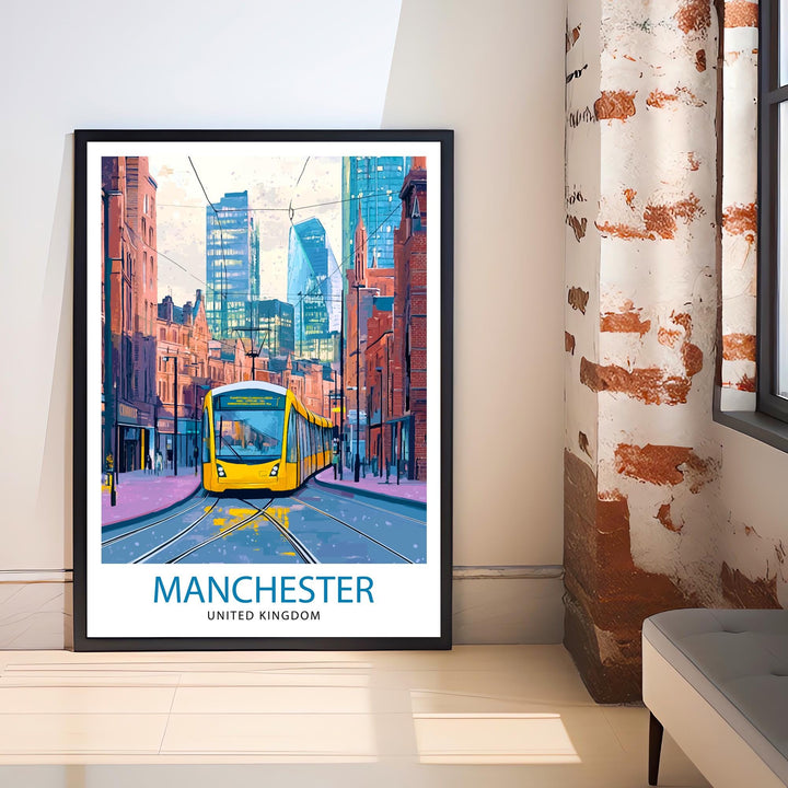 Manchester Travel Poster UK City Art Manchester Poster Scenic Urban Poster Manchester Skyline Decor