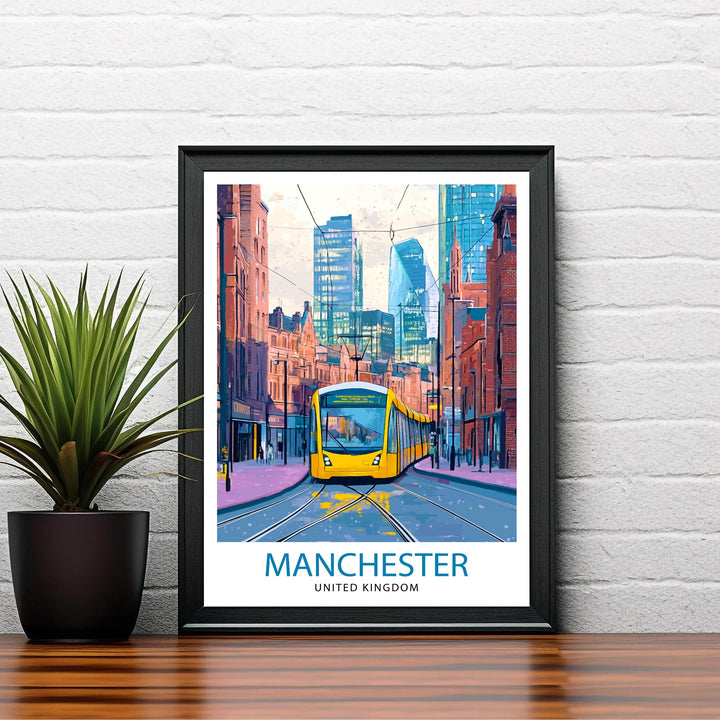Manchester Travel Poster UK City Art Manchester Poster Scenic Urban Poster Manchester Skyline Decor