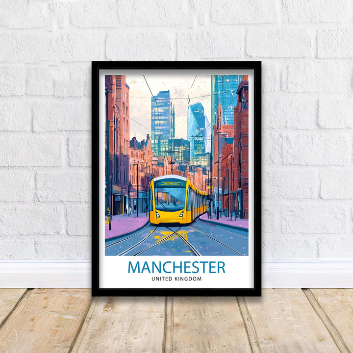 Manchester Travel Poster UK City Art Manchester Poster Scenic Urban Poster Manchester Skyline Decor