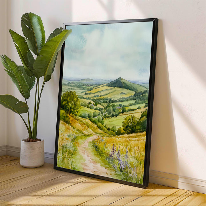 Shropshire Hills Watercolor Painting UK Landscape Art Shropshire Print Scenic Hill Art Watercolor Decor