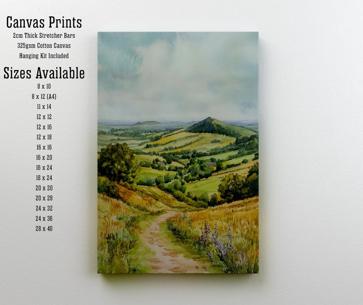Shropshire Hills Watercolor Painting UK Landscape Art Shropshire Print Scenic Hill Art Watercolor Decor