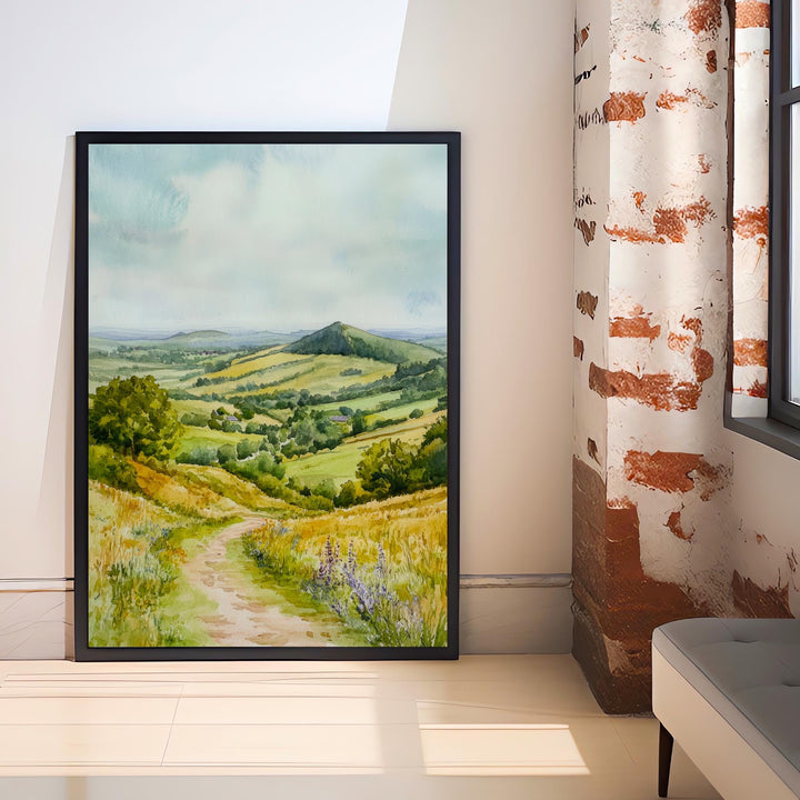 Shropshire Hills Watercolor Painting UK Landscape Art Shropshire Print Scenic Hill Art Watercolor Decor