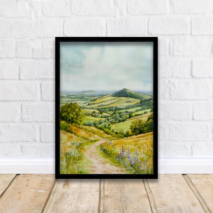 Shropshire Hills Watercolor Painting UK Landscape Art Shropshire Print Scenic Hill Art Watercolor Decor