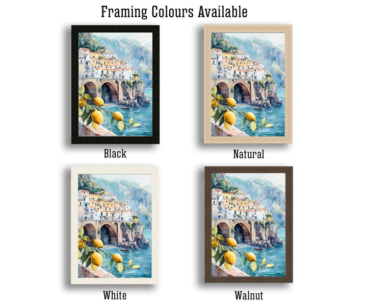 Amalfi Coast Watercolor Painting Italian Coastal Art Amalfi Poster Scenic Italy Watercolor Coastal Decor