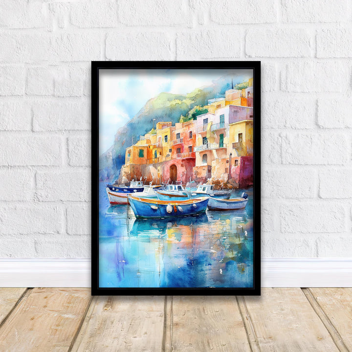 Capri Italy Watercolor Painting Italian Island Art Capri Poster Scenic Coastal Watercolor Italy Landscape Capri Beach Decor
