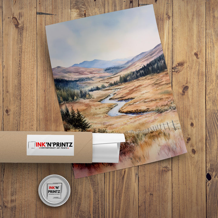 Cairngorms Watercolor Painting Scottish Highlands Art Cairngorms Print Scenic Mountain Watercolor Decor