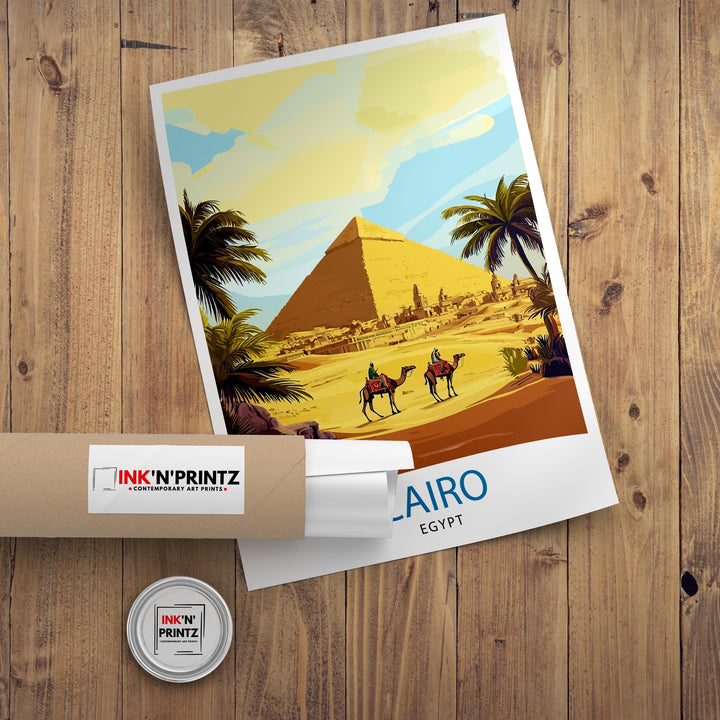 Egypt Travel Poster Egyptian Art Egypt Print Scenic Egypt Poster Pyramids Wall Decor Egyptian Landmark Art
