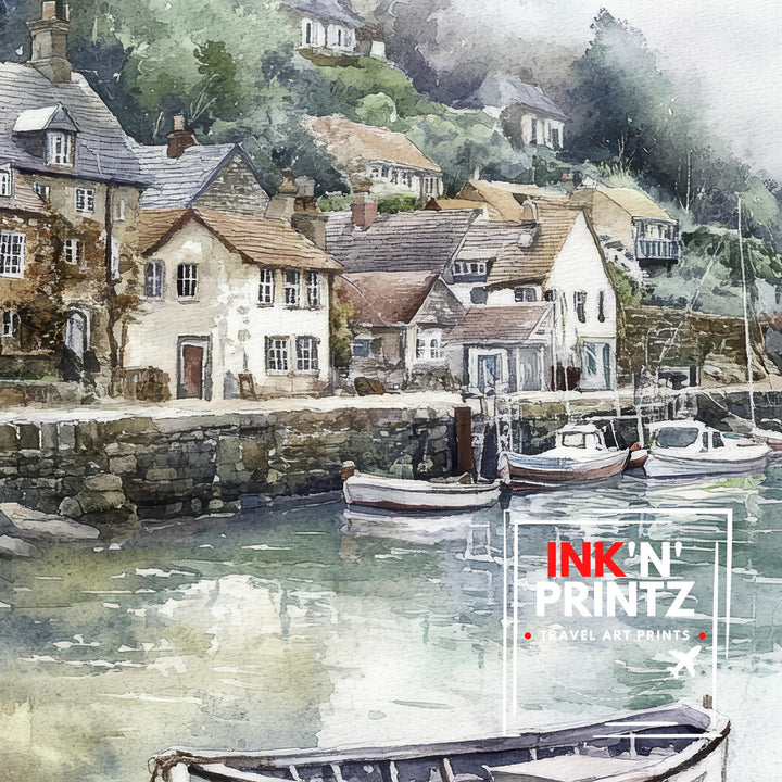 Cloverly Harbour Watercolor Print Coastal Art Cloverly Harbour Painting Scenic Seaside Watercolor Decor