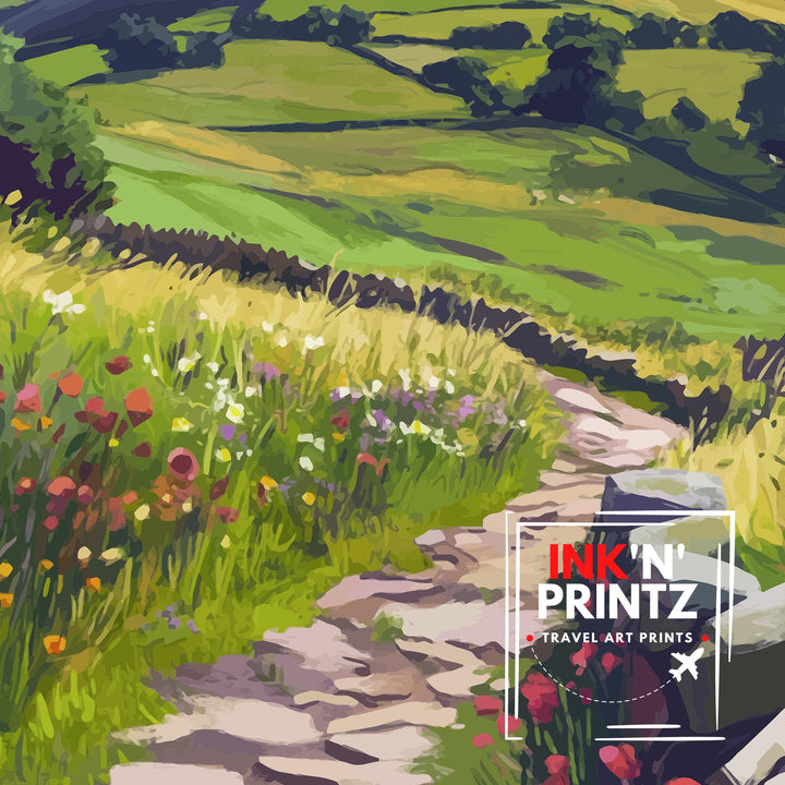 Peak District Travel Poster UK Landscape Art Peak District Print Scenic Countryside Poster British Nature Decor