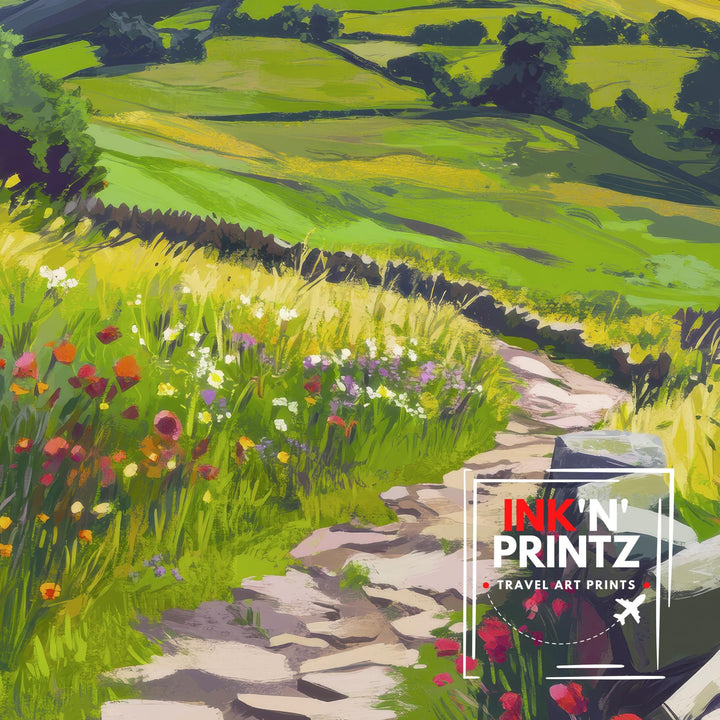 Peak District Travel Poster UK Landscape Art Peak District Print Scenic National Park Poster British Countryside Decor