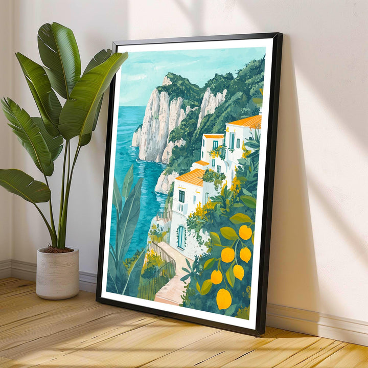 Capri Italy Travel Poster Italian Island Art Capri Print Scenic Mediterranean Poster Capri Beach Decor