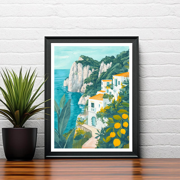 Capri Italy Travel Poster Italian Island Art Capri Print Scenic Mediterranean Poster Capri Beach Decor