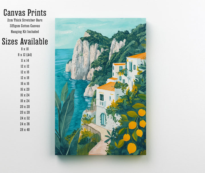 Capri Italy Travel Poster Italian Island Art Capri Print Scenic Mediterranean Poster Capri Beach Decor