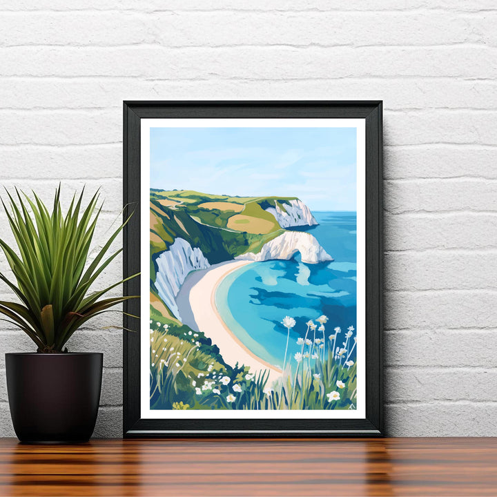 Lulworth Cove Travel Poster Dorset Coast Art Lulworth Cove Print Scenic UK Beach Poster Lulworth Cove Decor