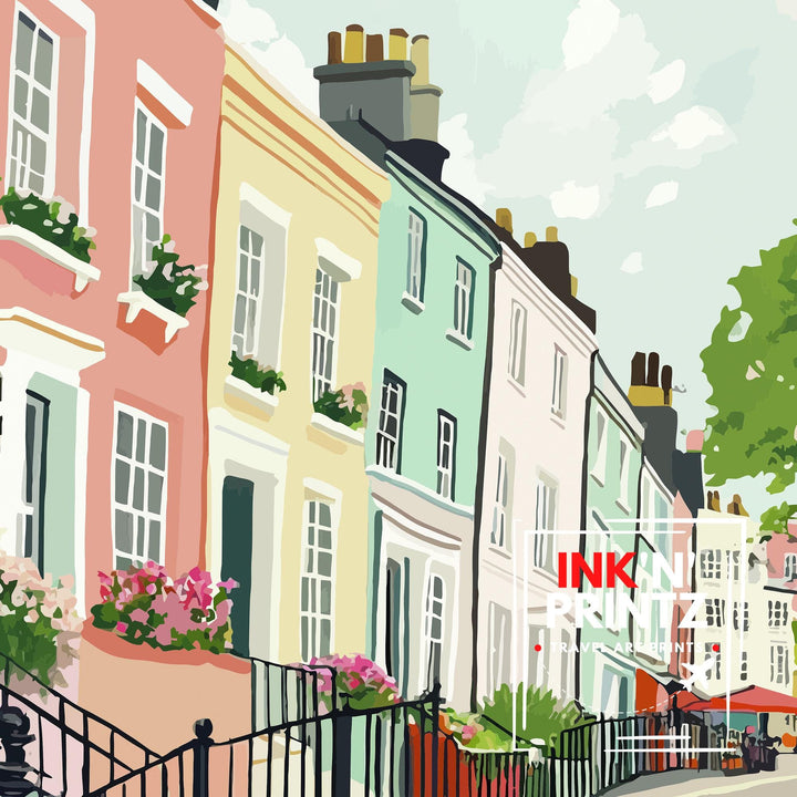 Notting Hill Travel Poster London City Art Notting Hill Print Scenic London Poster Notting Hill Decor