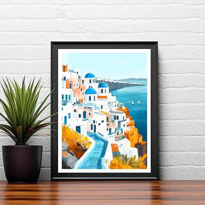 Santorini Greece Travel Poster Greek Island Art Santorini Print Scenic Greek Village Poster Santorini Decor