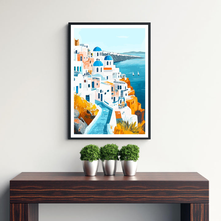 Santorini Greece Travel Poster Greek Island Art Santorini Print Scenic Greek Village Poster Santorini Decor