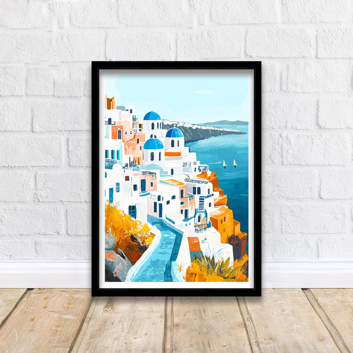 Santorini Greece Travel Poster Greek Island Art Santorini Print Scenic Greek Village Poster Santorini Decor