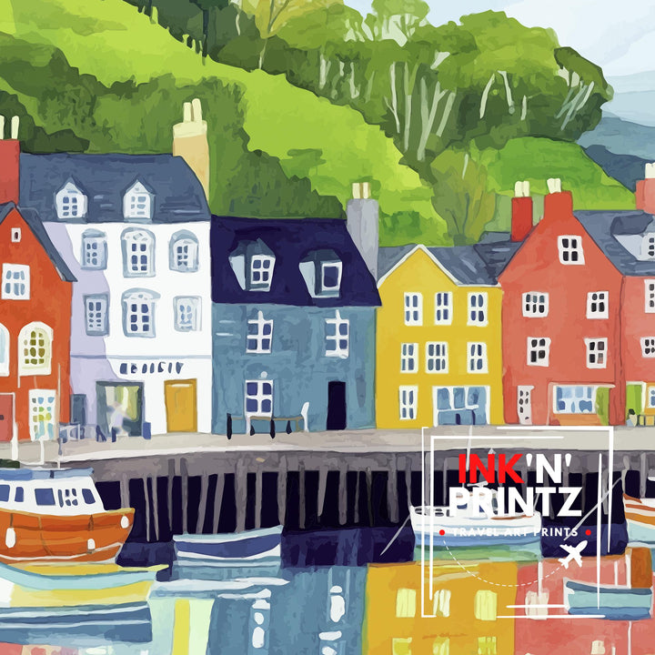 Tobermory Travel Poster Scottish Village Art Tobermory Print Scenic Isle of Mull Poster Tobermory Decor