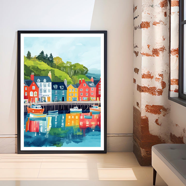 Tobermory Travel Poster Scottish Village Art Tobermory Print Scenic Isle of Mull Poster Tobermory Decor