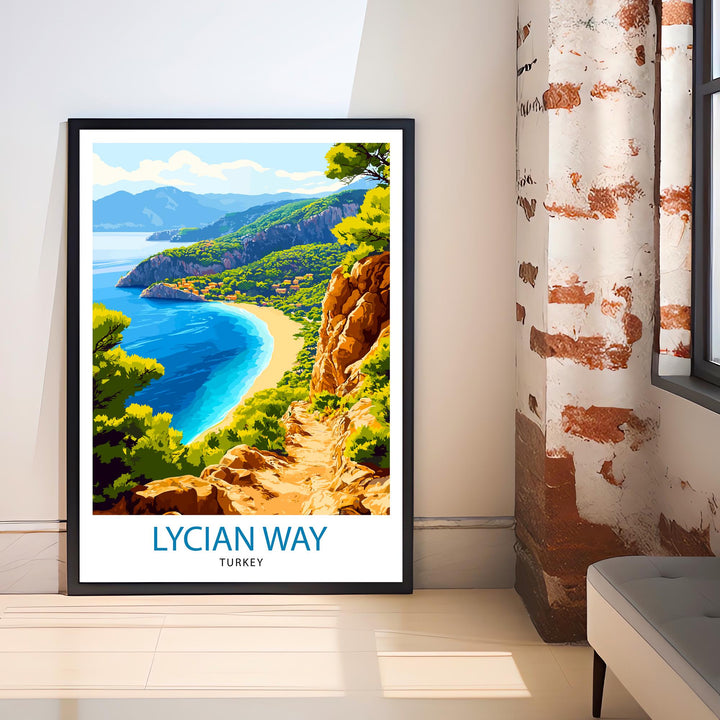 Lycian Way Turkey Travel Poster Turkish Coast Art Lycian Way Print Scenic Turkey Poster Mediterranean Decor