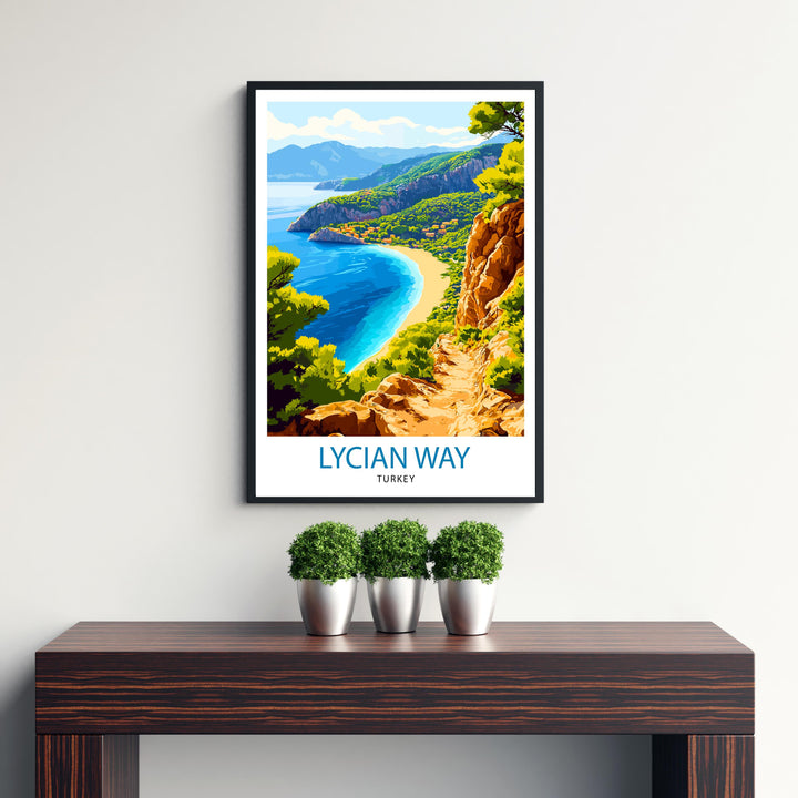 Lycian Way Turkey Travel Poster Turkish Coast Art Lycian Way Print Scenic Turkey Poster Mediterranean Decor