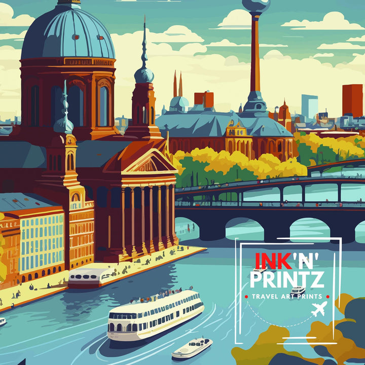 Berlin Germany Travel Poster Berlin City Art Berlin Skyline Print Scenic Germany Poster Berlin Wall Art