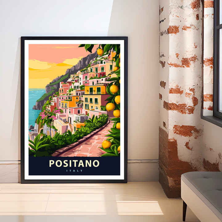 Positano Italy Travel Poster Amalfi Coast Art Positano Print Scenic Italian Village Poster Positano Beach Decor