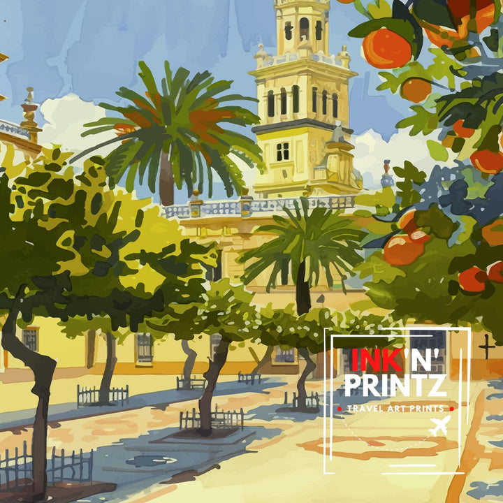 Seville Spain Travel Poster Spanish City Art Seville Print Scenic Spain Poster Seville Architecture Decor