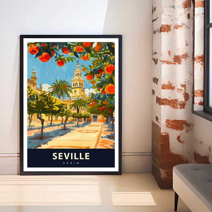 Seville Spain Travel Poster Spanish City Art Seville Print Scenic Spain Poster Seville Architecture Decor