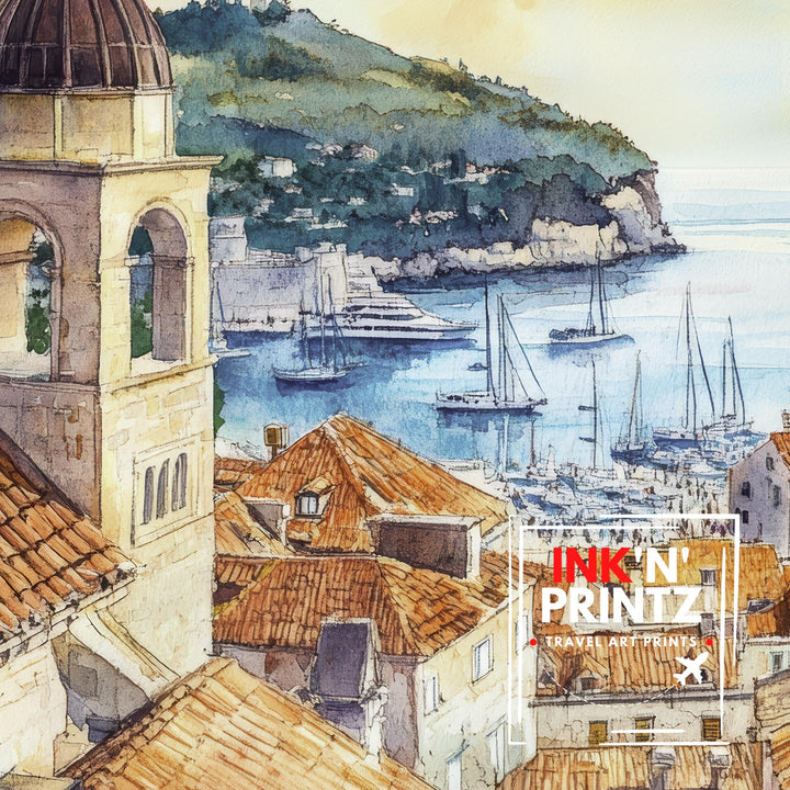 Dubrovnik Travel Poster Croatian City Art Dubrovnik Print Scenic Dubrovnik Wall Decor Historic Croatia Poster