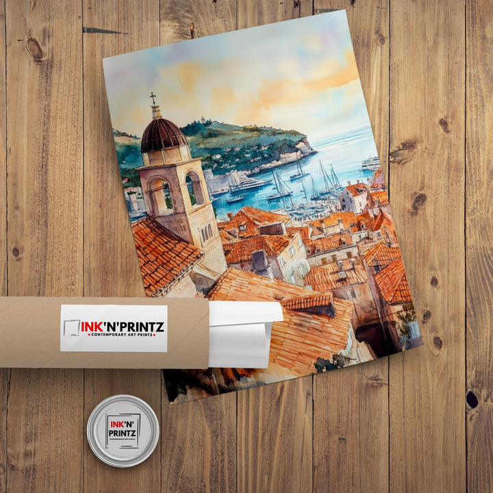 Dubrovnik Travel Poster Croatian City Art Dubrovnik Print Scenic Dubrovnik Wall Decor Historic Croatia Poster
