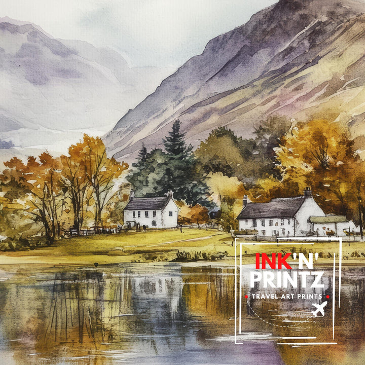 Lake District Watercolor Travel Print Wall Decor Wall Art Lake District Landscape Wall Hanging Home Décor British Countryside Gift Art