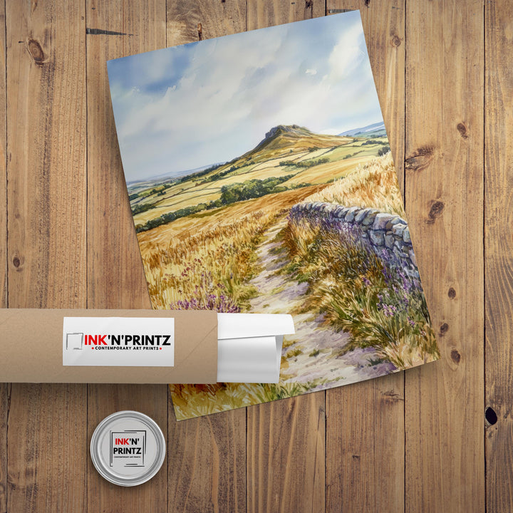 Roseberry Topping Watercolor Painting North Yorkshire Art Roseberry Topping Print Scenic UK Landscape Decor