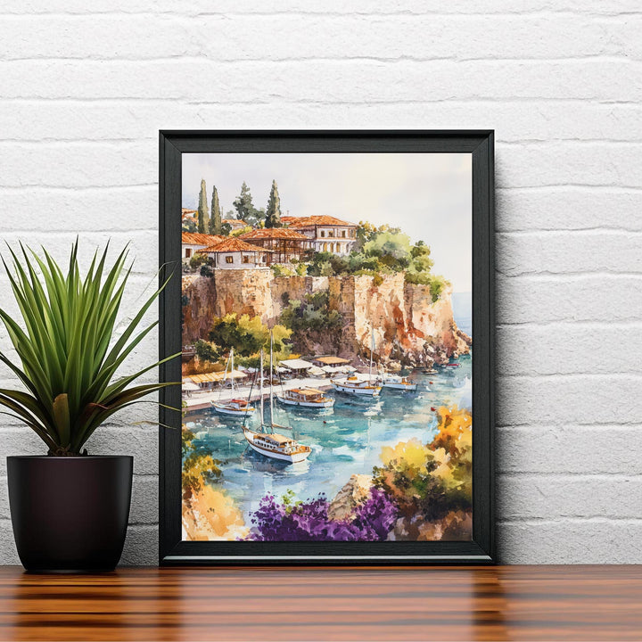 Antalya Turkey Travel Poster Turkish Coast Art Antalya Print Scenic Mediterranean Poster Antalya Beach Decor