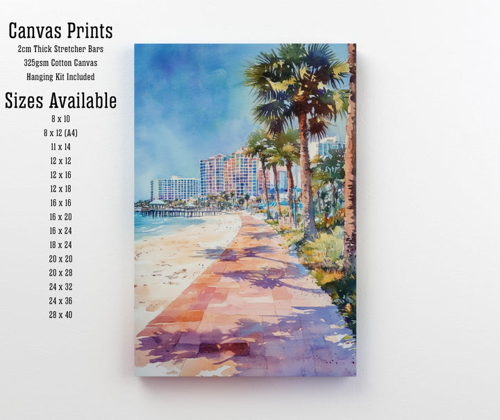 Clearwater Beach Watercolor Painting Florida Beach Art Clearwater Print Scenic Seascape Decor