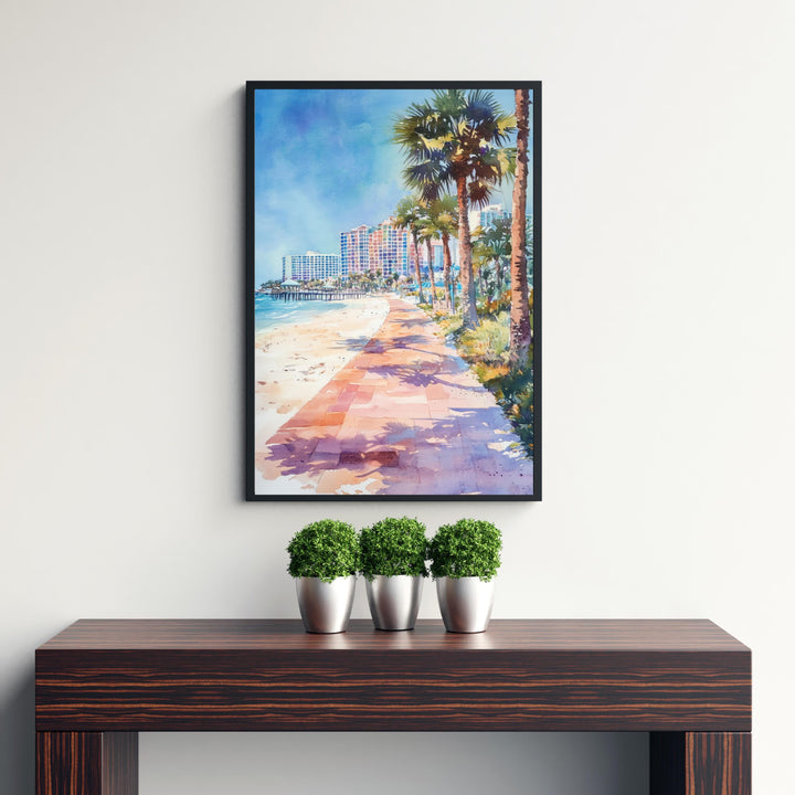 Clearwater Beach Watercolor Painting Florida Beach Art Clearwater Print Scenic Seascape Decor