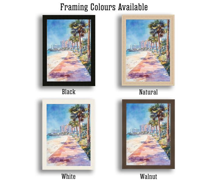 Clearwater Beach Watercolor Painting Florida Beach Art Clearwater Print Scenic Seascape Decor