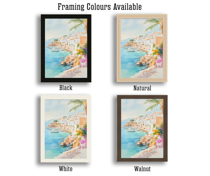 Ibiza Watercolor Painting Spanish Island Art Ibiza Print Scenic Mediterranean Decor Ibiza Beach Art
