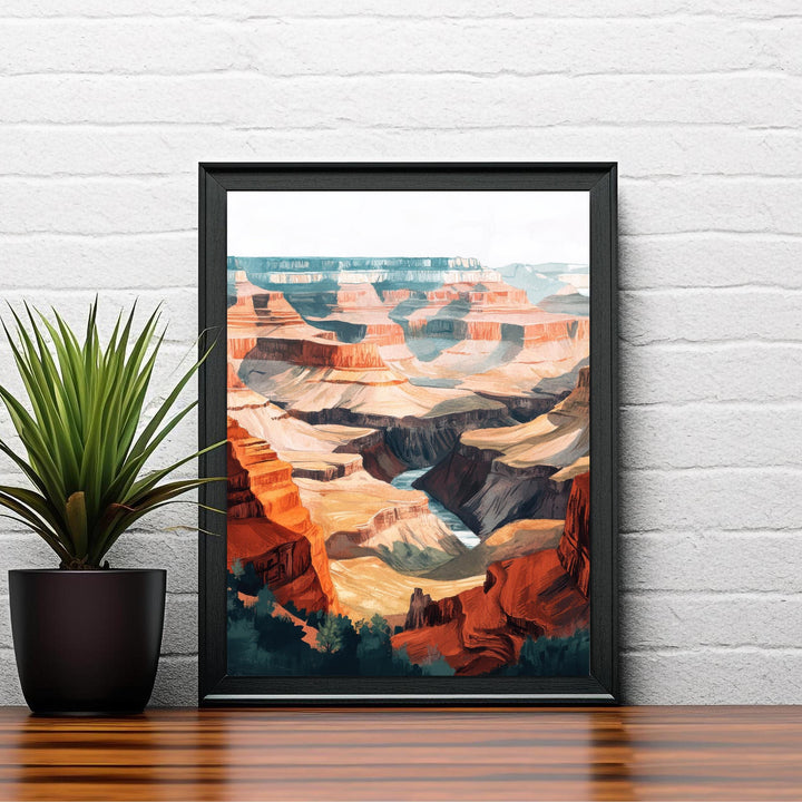 Grand Canyon Watercolor Painting Arizona Landscape Art Grand Canyon Print Scenic Canyon Watercolor Decor