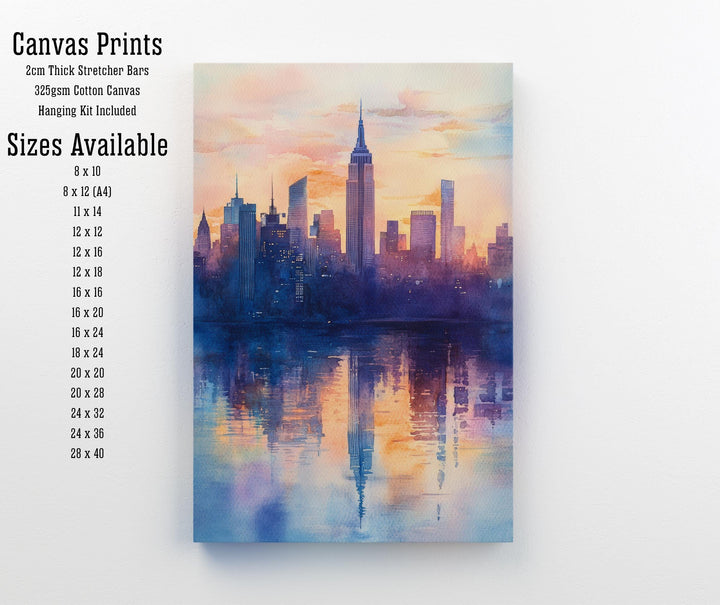 New York Skyline Watercolor Painting NYC Cityscape Art New York Print Scenic Skyline Decor