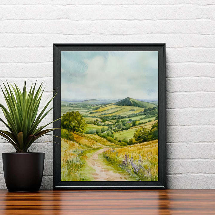 Shropshire Hills Watercolor Painting UK Landscape Art Shropshire Print Scenic Hill Art Watercolor Decor