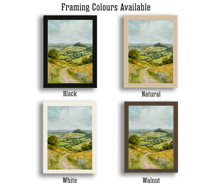 Shropshire Hills Watercolor Painting UK Landscape Art Shropshire Print Scenic Hill Art Watercolor Decor