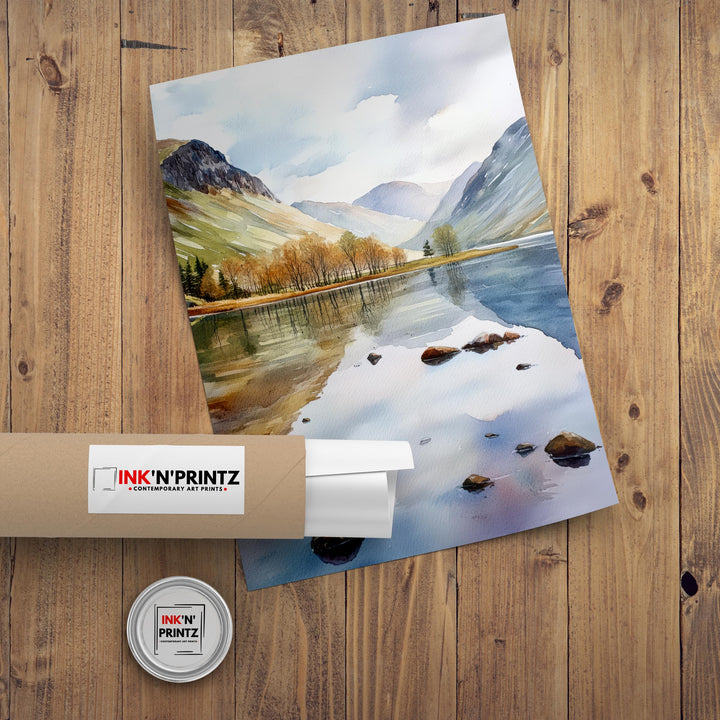 Buttermere Watercolor Painting Lake District Art Buttermere Print Scenic UK Watercolor Nature Decor