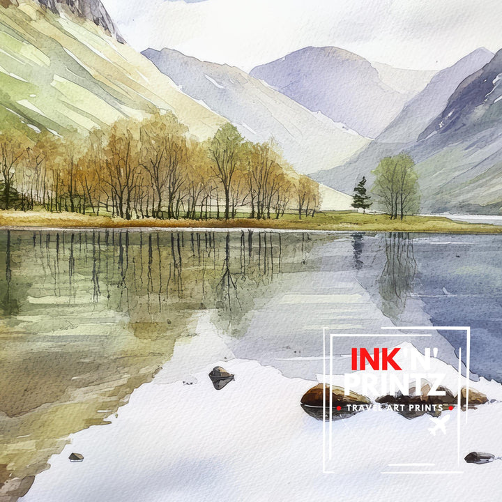 Buttermere Watercolor Painting Lake District Art Buttermere Print Scenic UK Watercolor Nature Decor