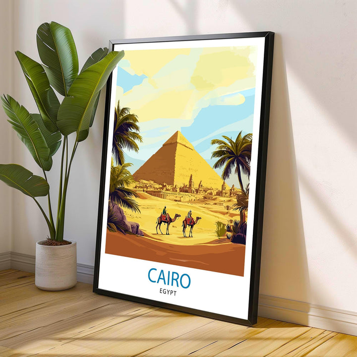 Egypt Travel Poster Egyptian Art Egypt Print Scenic Egypt Poster Pyramids Wall Decor Egyptian Landmark Art