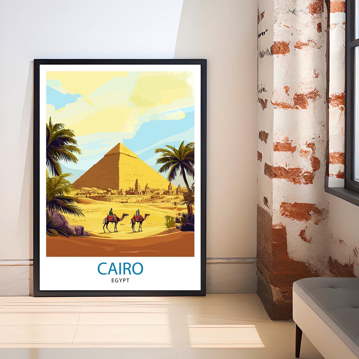 Egypt Travel Poster Egyptian Art Egypt Print Scenic Egypt Poster Pyramids Wall Decor Egyptian Landmark Art