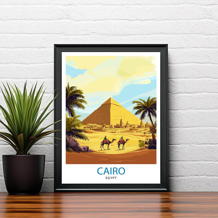 Egypt Travel Poster Egyptian Art Egypt Print Scenic Egypt Poster Pyramids Wall Decor Egyptian Landmark Art